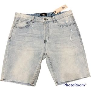 NEW Zee Gee Why jean shorts jorts light wash distressed button fly 33